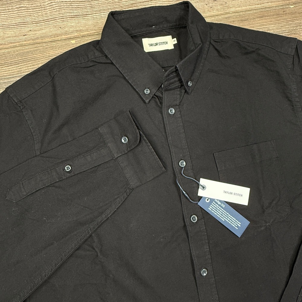 Taylor Stitch Mens Size 44 XL The Jack Oxford Shirt Black Indigo Cotton NWT